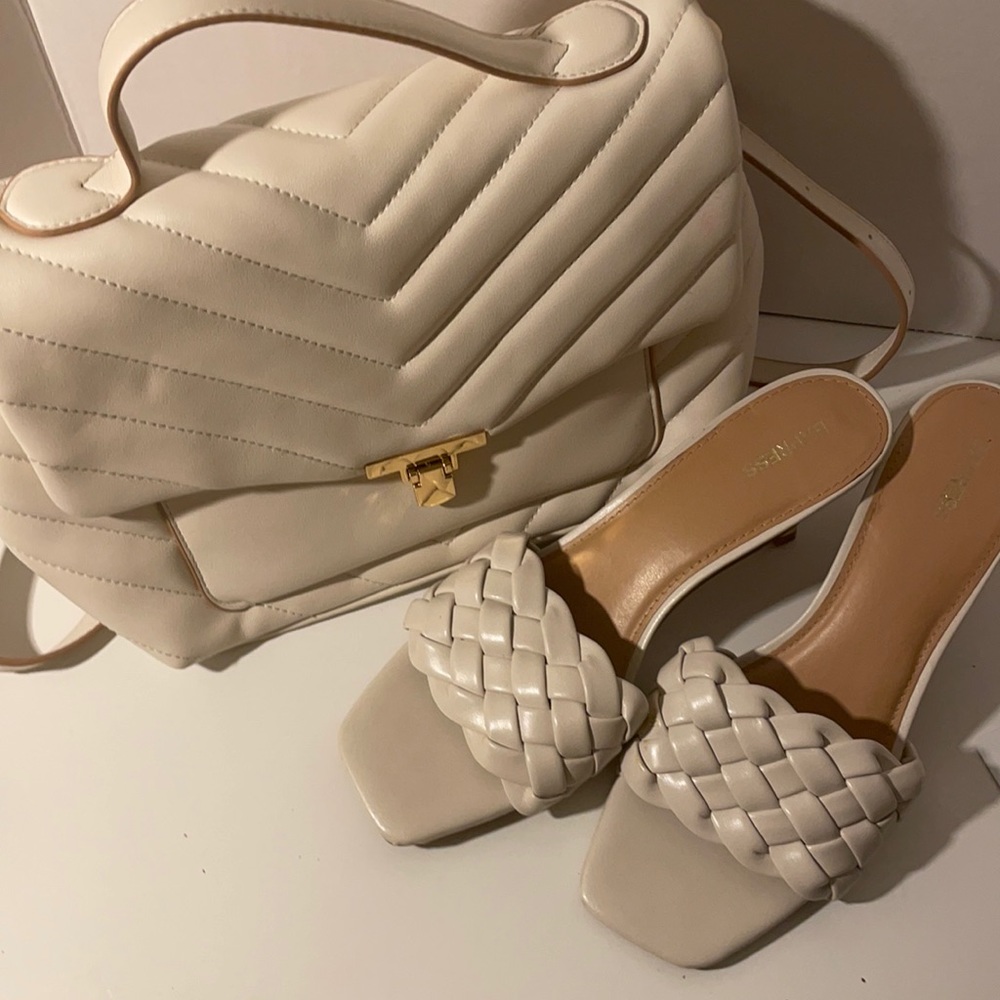 Cream soda combo purse with mules sandals